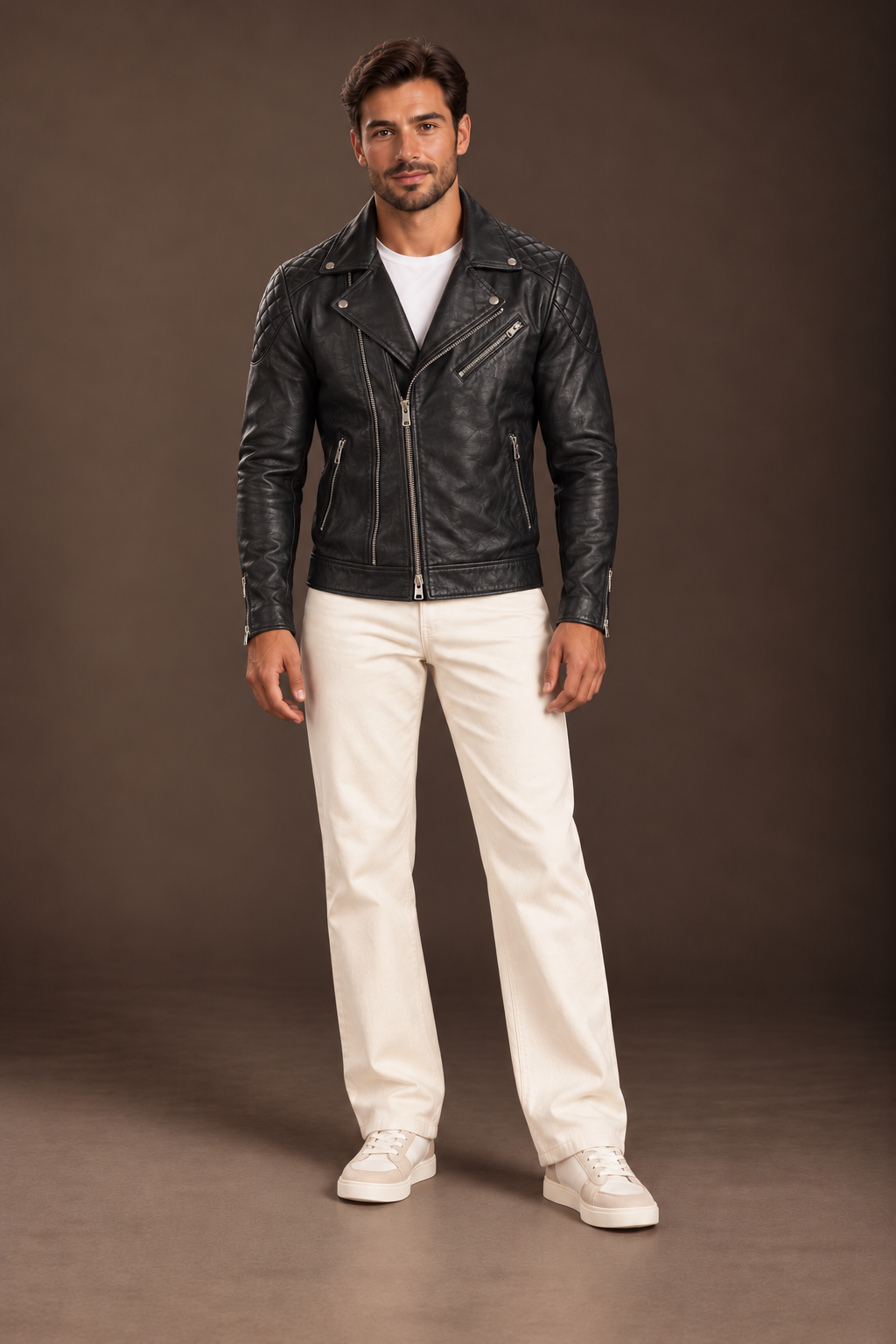 Danny Quilted Leather Biker Jacket