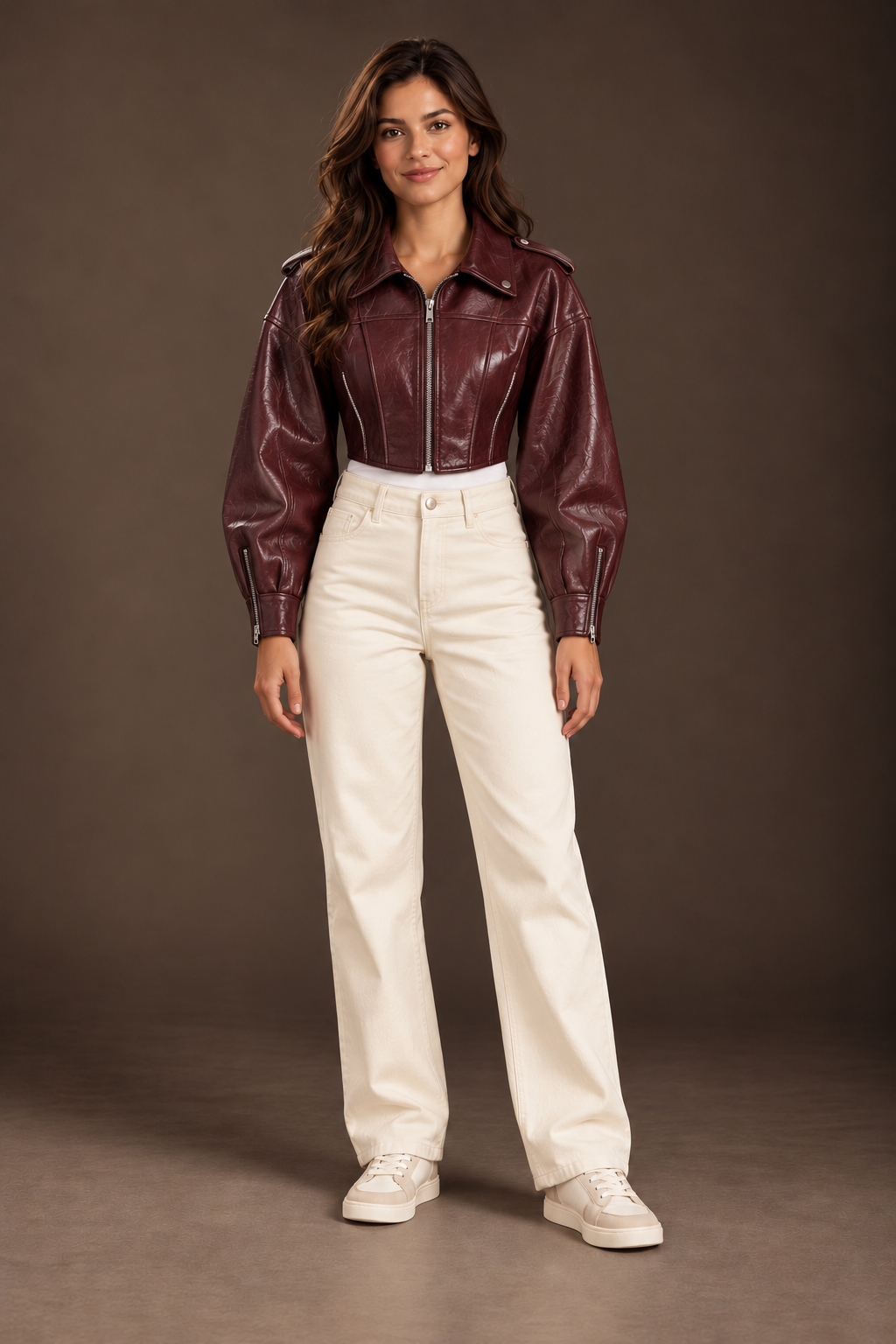 Biker-style Glossy Cropped Waistcoat