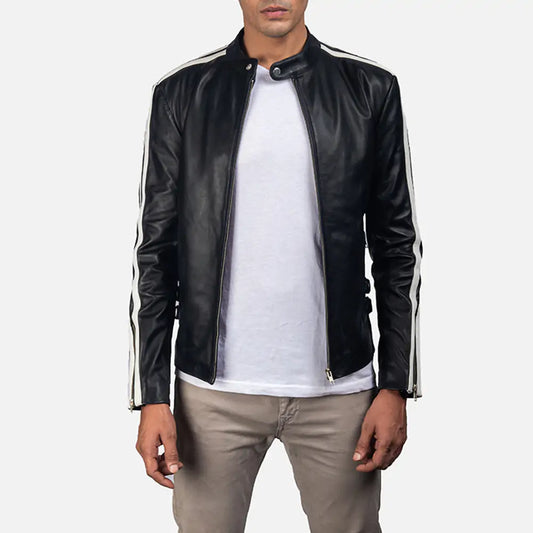 Hank Black Leather Biker Jacke