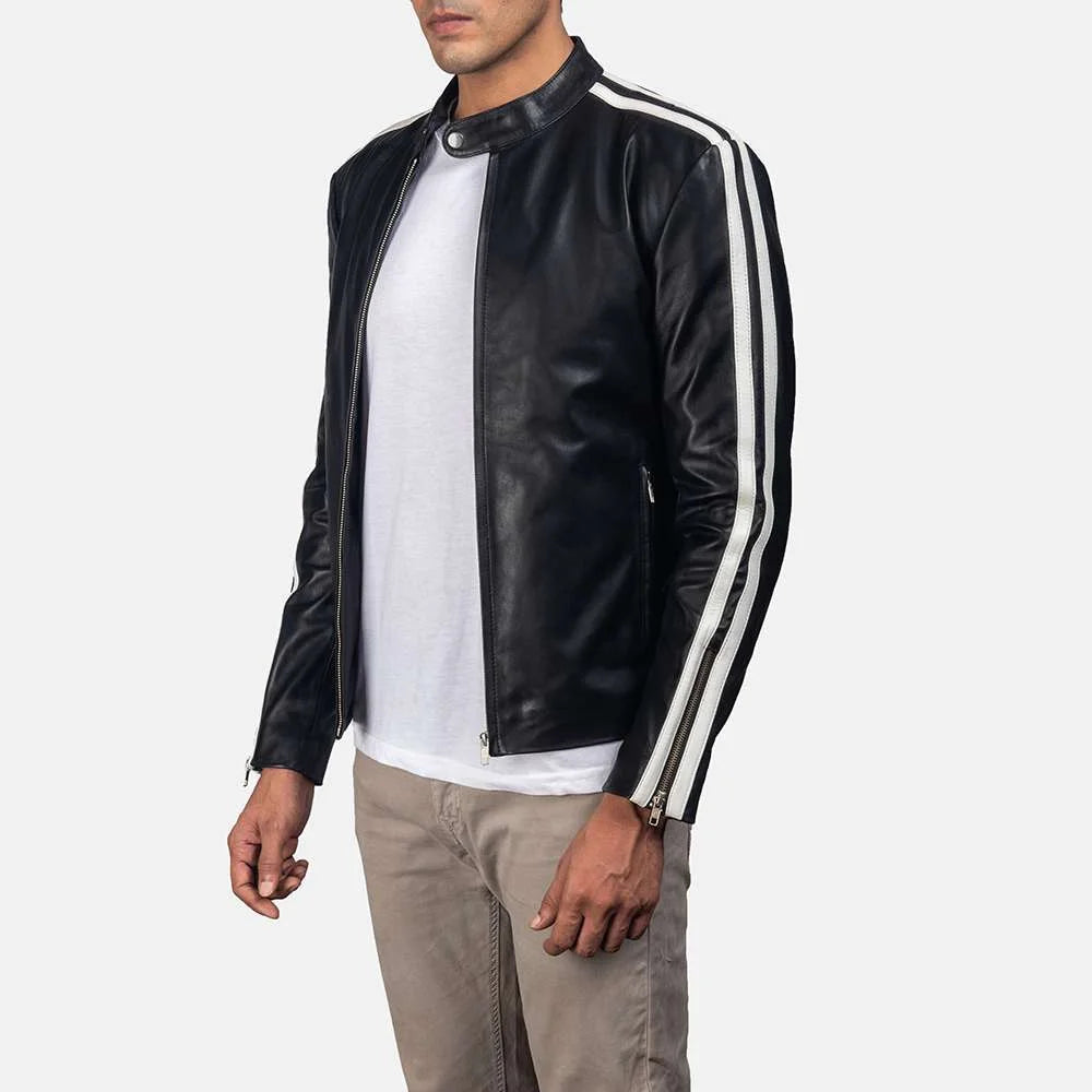 Hank Black Leather Biker Jacke
