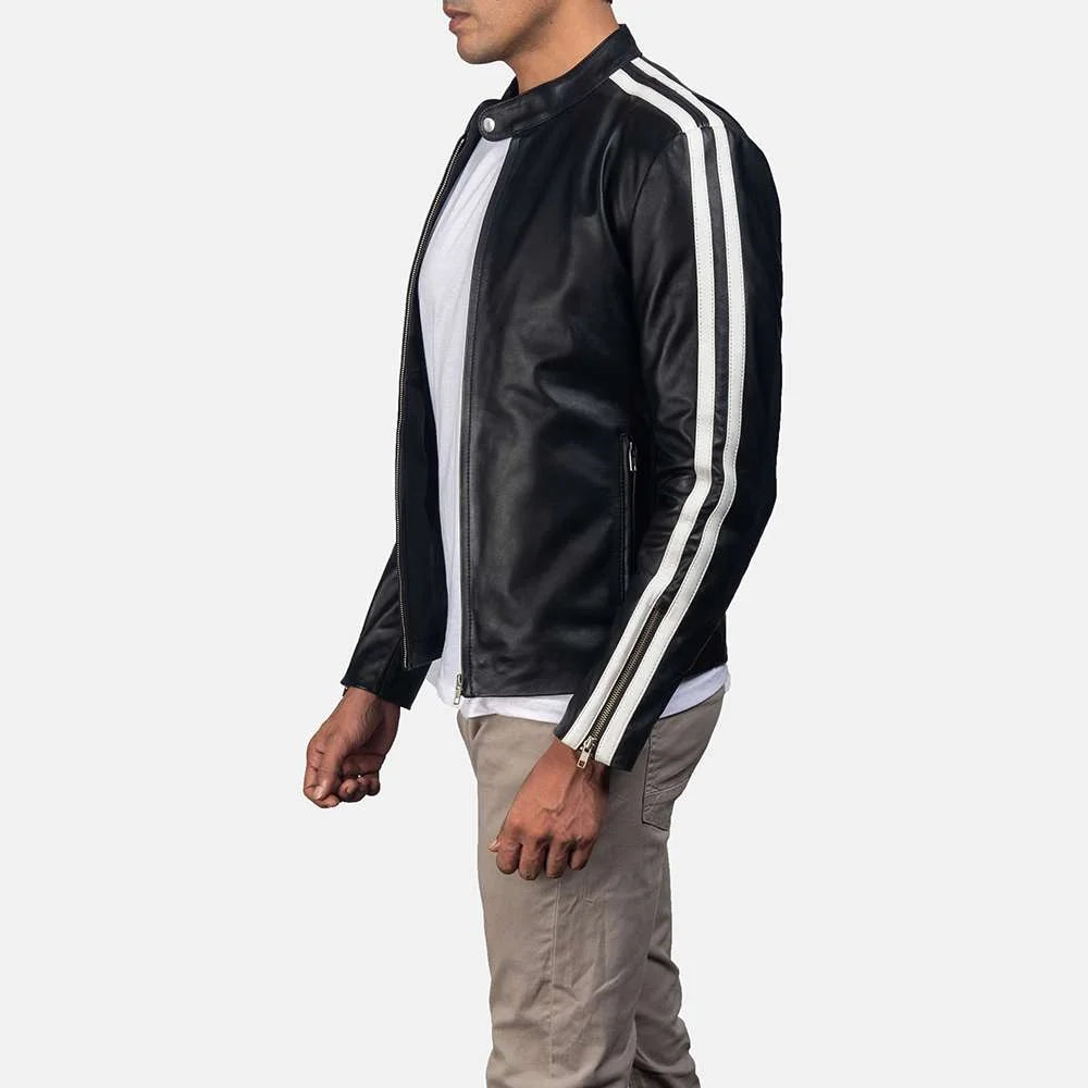 Hank Black Leather Biker Jacke