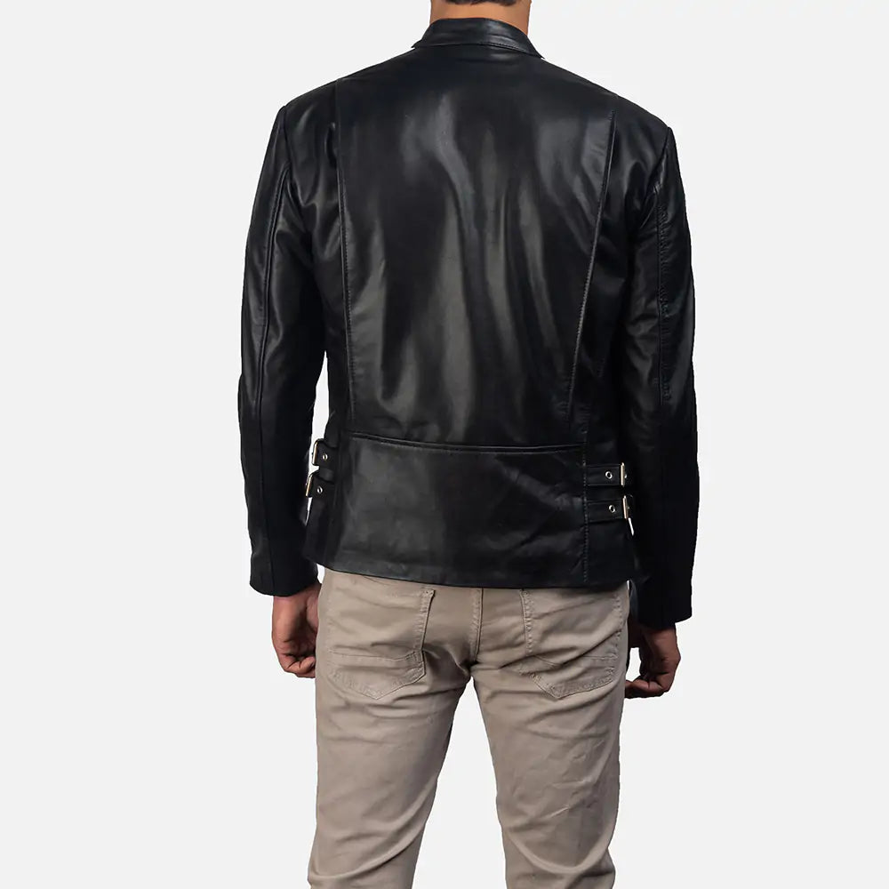 Hank Black Leather Biker Jacke