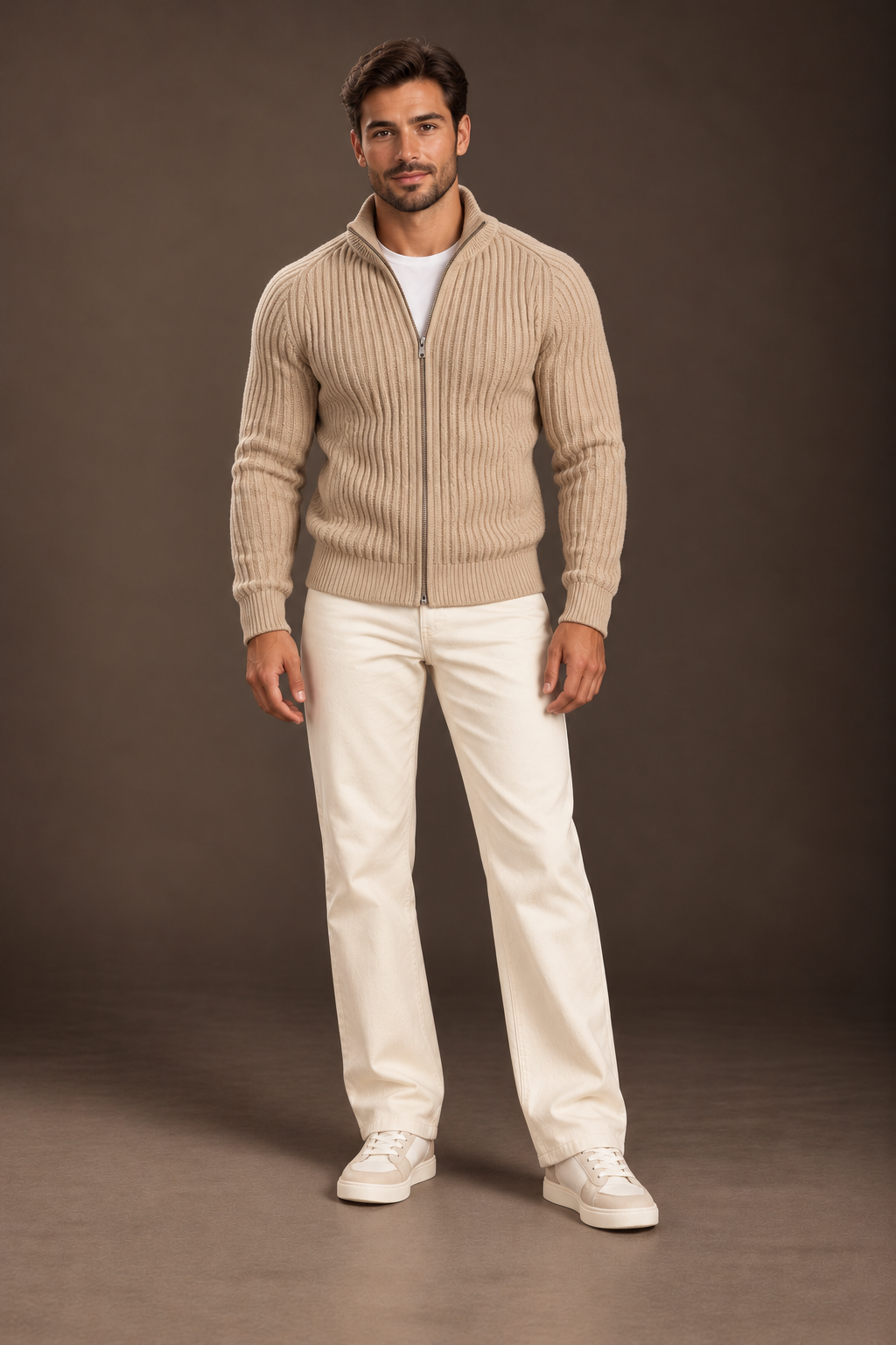 Zipper Outerwear Sweater Coat For Men