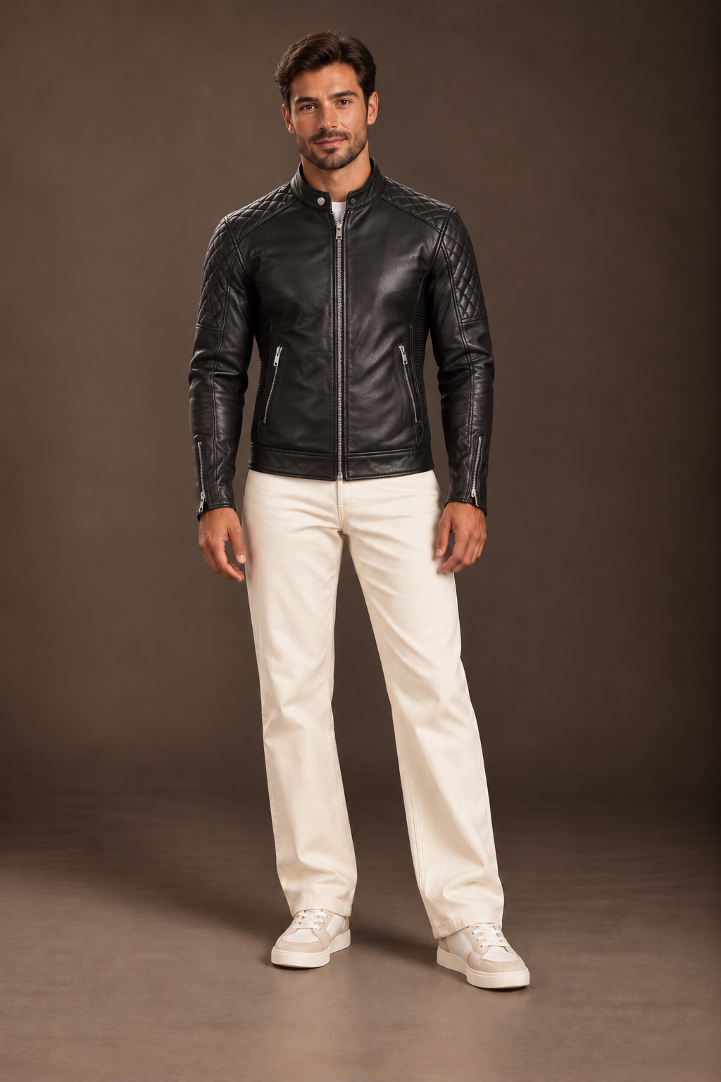 Fernando Quilted Leather Suede Biker Jacket