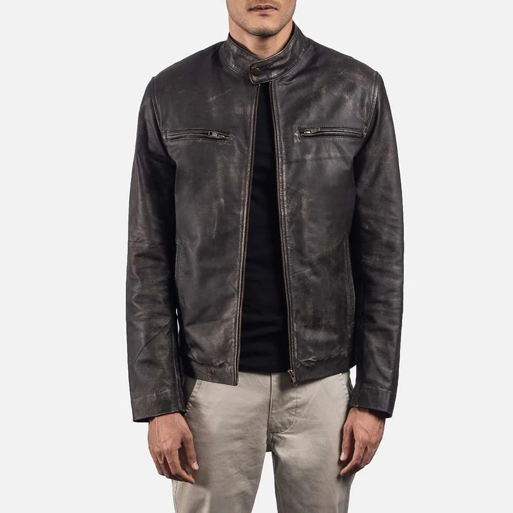 Rustic Leather Biker Jacket