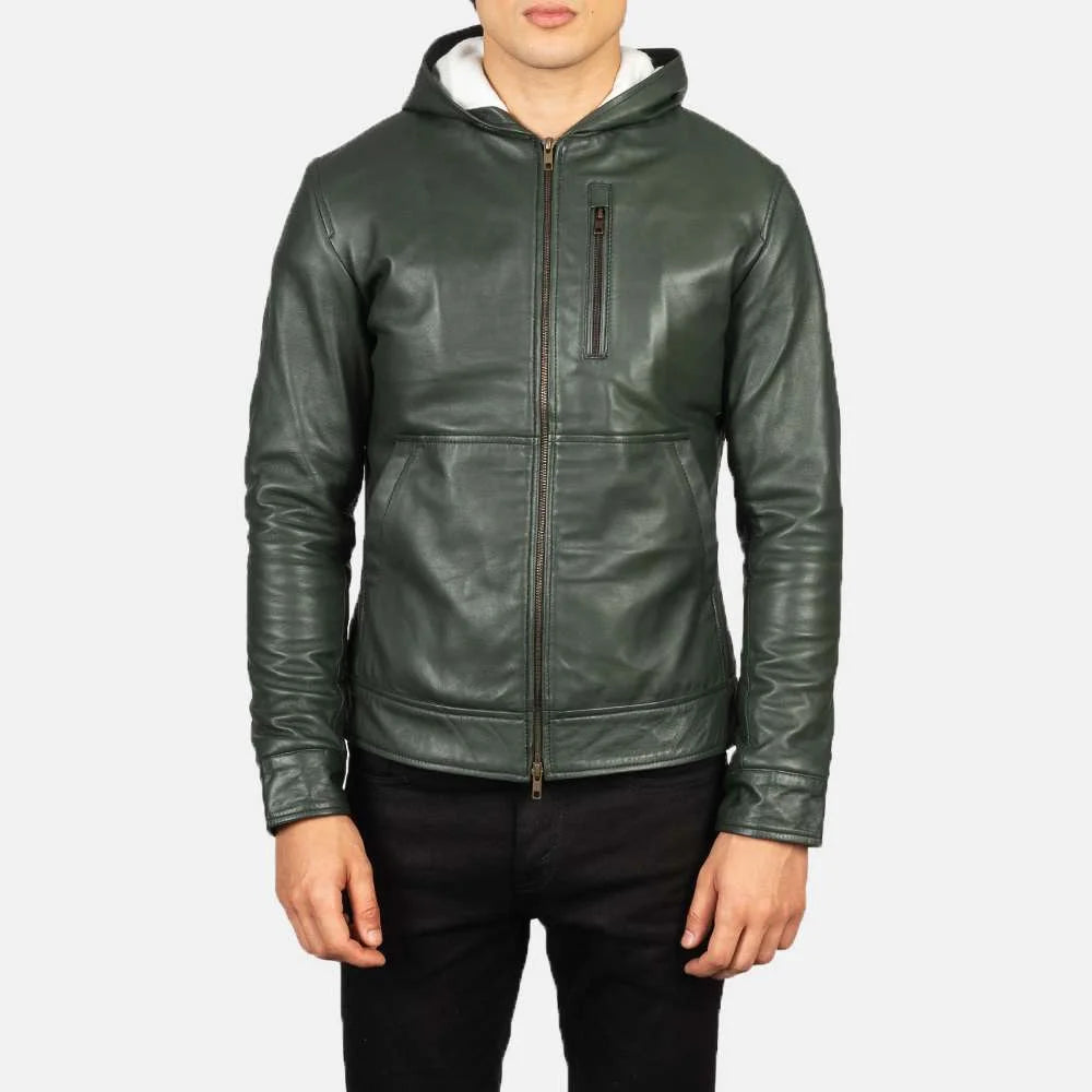 Baston Hooded Leather Bomber Jacket