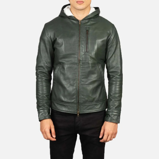 Baston Hooded Leather Bomber Jacket