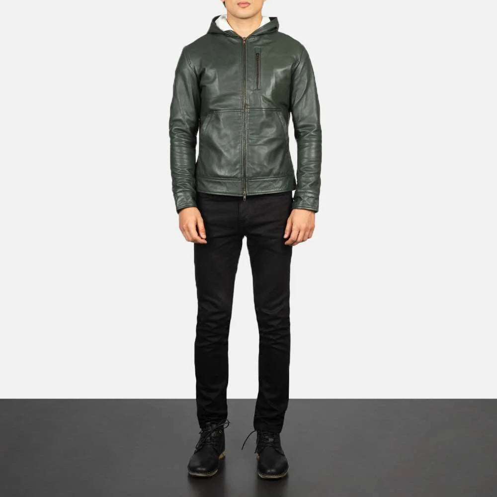 Baston Hooded Leather Bomber Jacket