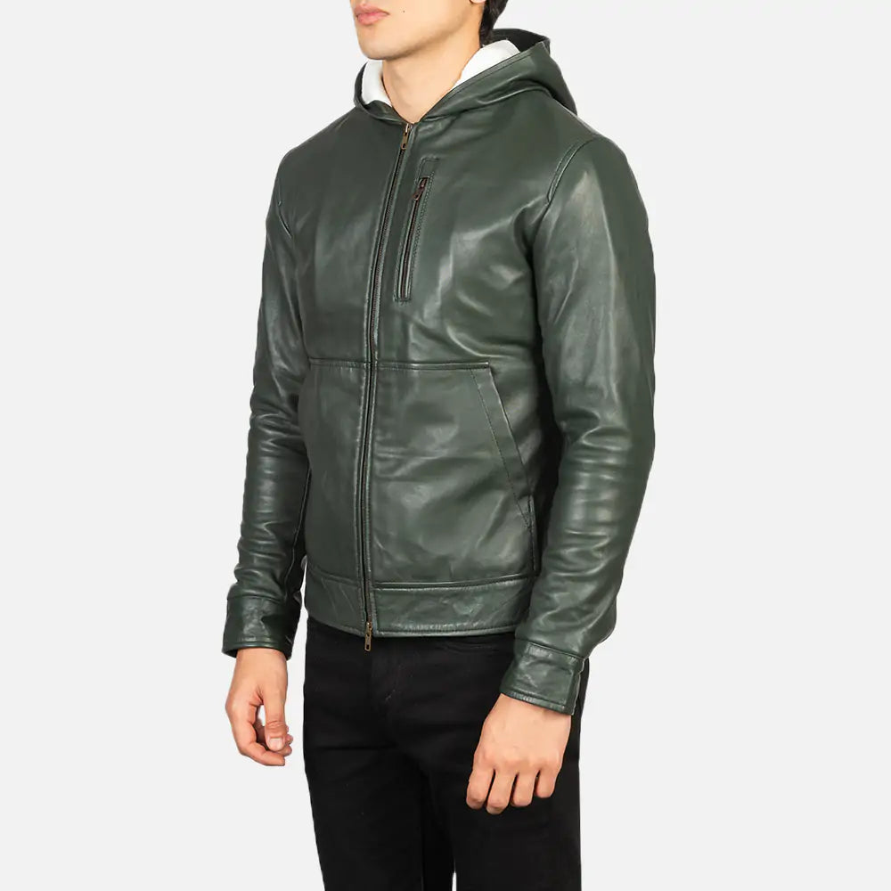 Baston Hooded Leather Bomber Jacket