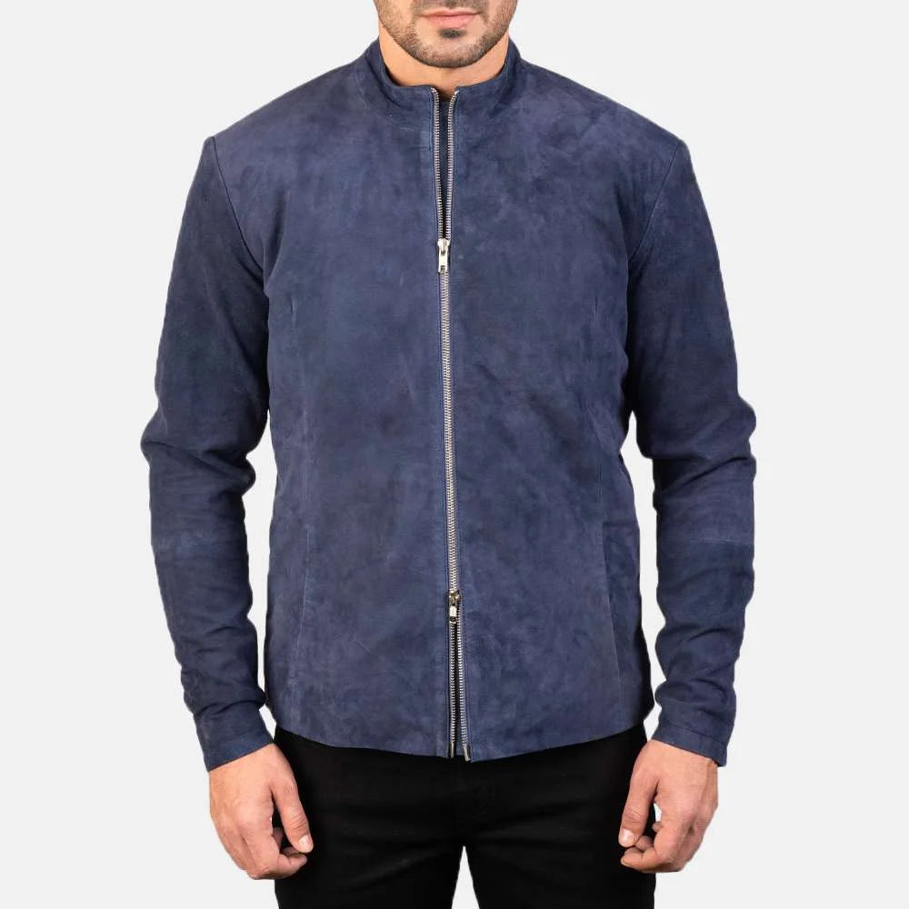 Charcoal Suede Biker Jacket