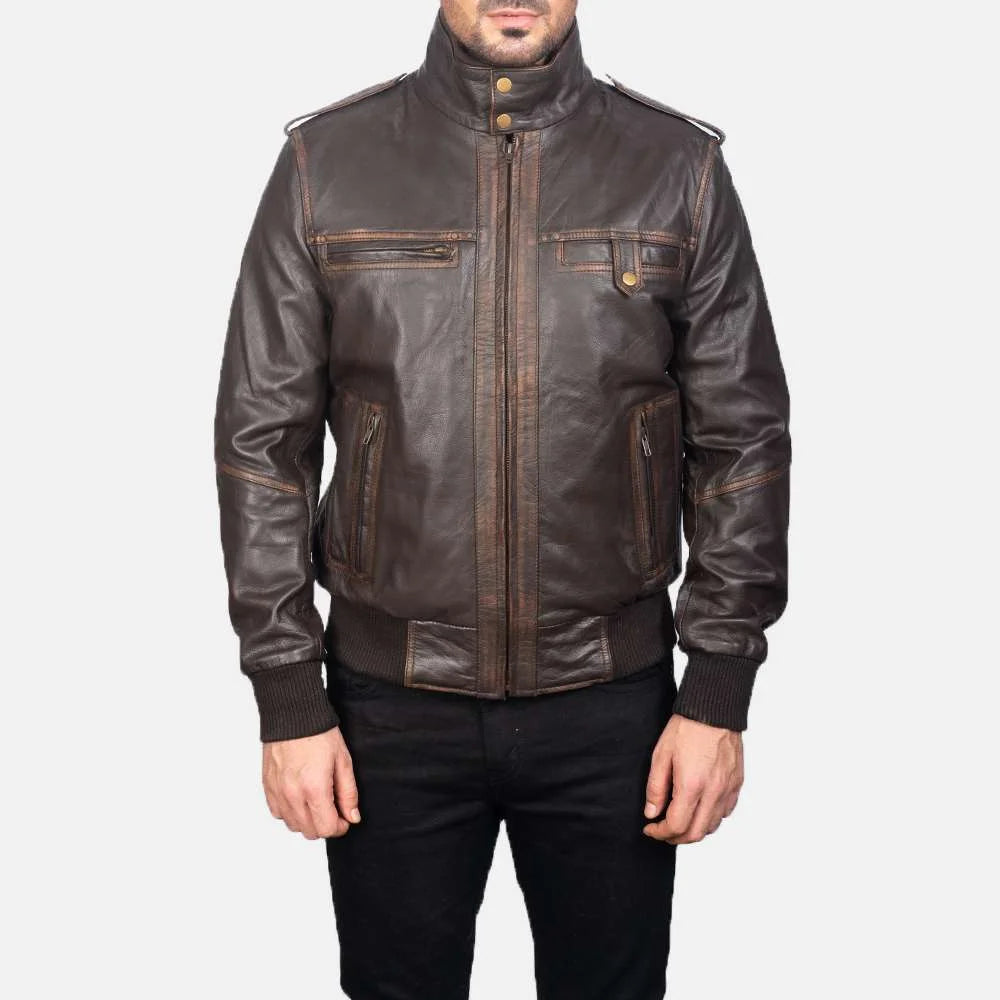 Glen Street Leather Bomber Jacket