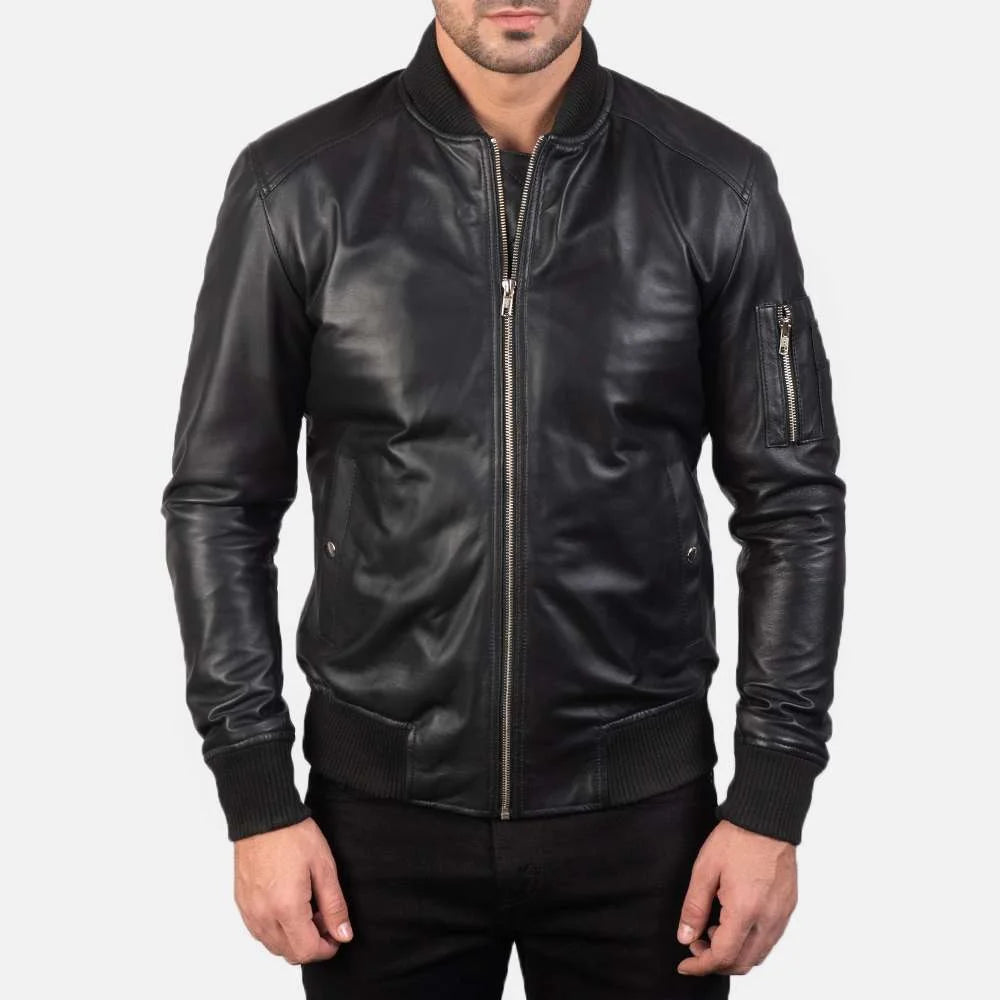 Bomia Ma-1 Leather Bomber Jacket