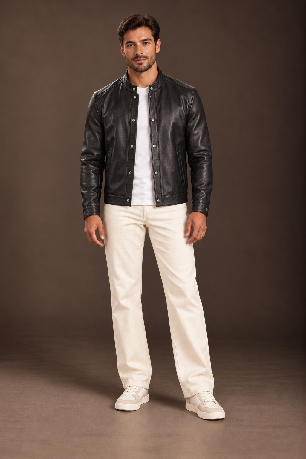 Tea House Black Leather Biker Jacket
