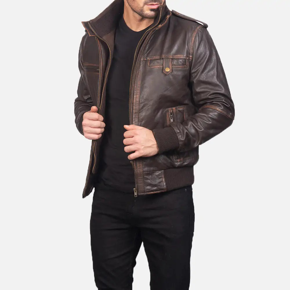 Glen Street Leather Bomber Jacket