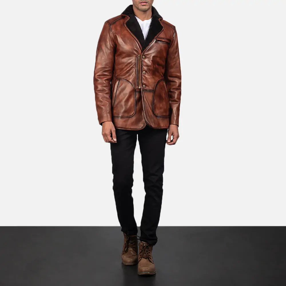 Rocky Brown Fur Leather Coat