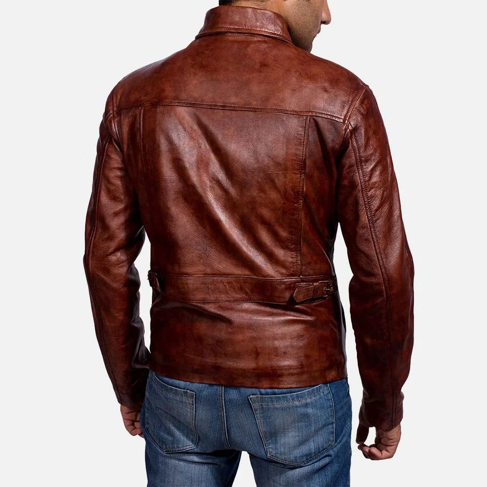 Abstract Maroon Leather Jackety