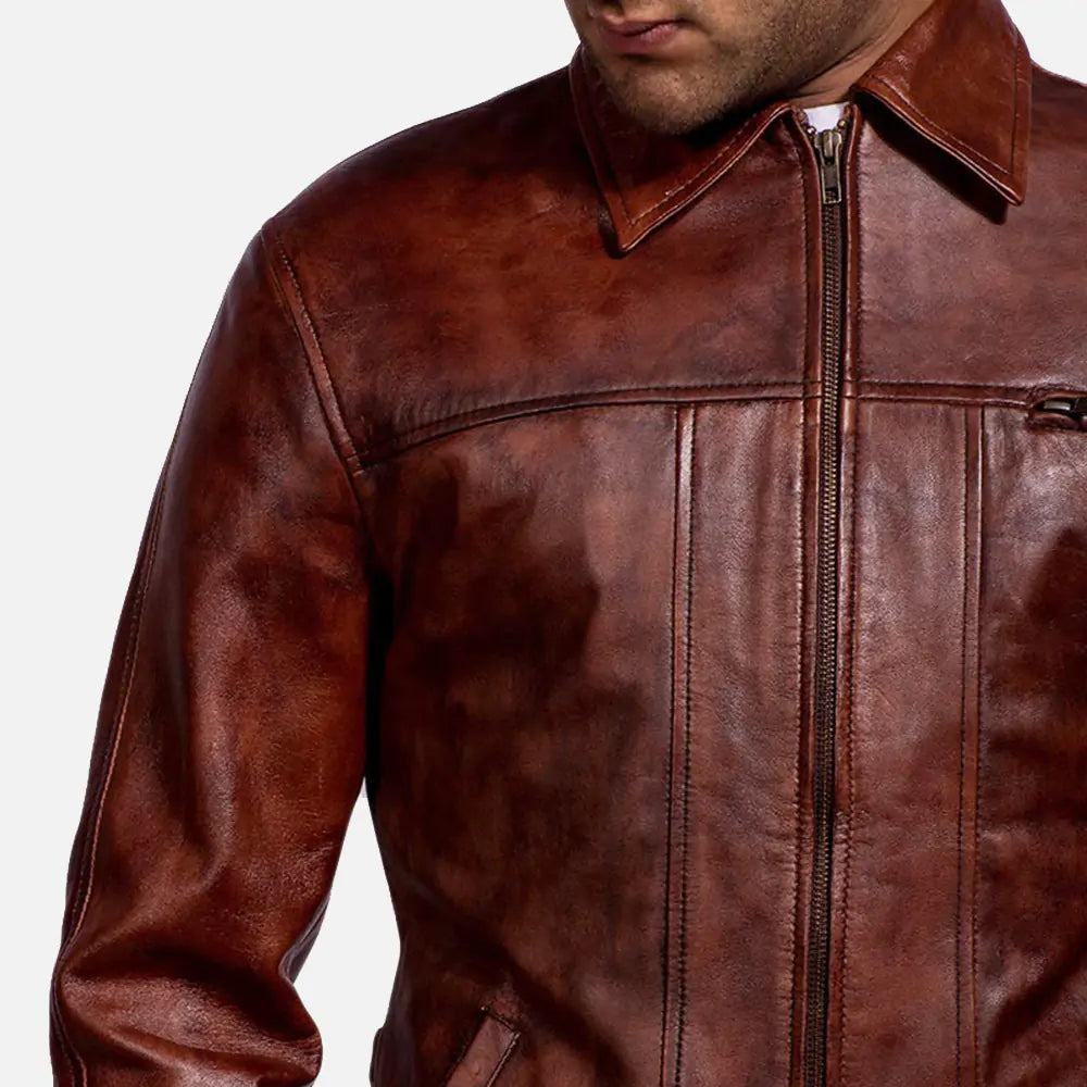 Abstract Maroon Leather Jackety